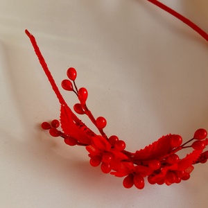 Piros  hajpántos fejdísz  - esküvő - hajdísz - kontydísz & hajdísz - Meska.hu