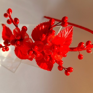 Piros  hajpántos fejdísz  - esküvő - hajdísz - kontydísz & hajdísz - Meska.hu