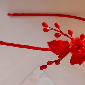 Piros  hajpántos fejdísz  - esküvő - hajdísz - kontydísz & hajdísz - Meska.hu