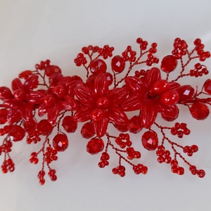 Piros  fejdísz  - esküvő - hajdísz - kontydísz & hajdísz - Meska.hu