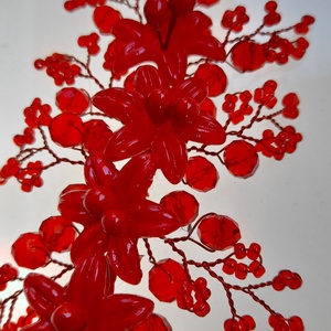 Piros  fejdísz  - esküvő - hajdísz - kontydísz & hajdísz - Meska.hu