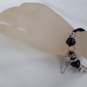  Fekete  , ezüst , arany,   karkötő - ékszer - karkötő - gyöngyös karkötő - Meska.hu