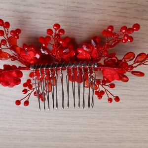 Piros fejdísz  - esküvő - hajdísz - kontydísz & hajdísz - Meska.hu