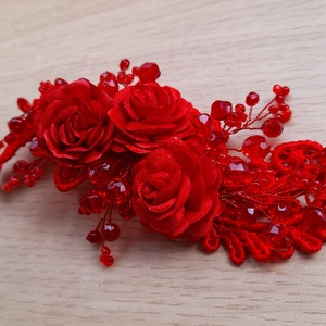 Piros fejdísz.  - esküvő - hajdísz - kontydísz & hajdísz - Meska.hu