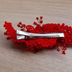 Piros fejdísz.  - esküvő - hajdísz - kontydísz & hajdísz - Meska.hu