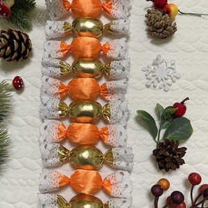 Örök Textil Szaloncukor - 10 db - Narancs Arany Lamé - Díszdobozban - Kézzel varrott karácsonyfadísz - karácsony - karácsonyi lakásdekoráció - karácsonyfadíszek - Meska.hu