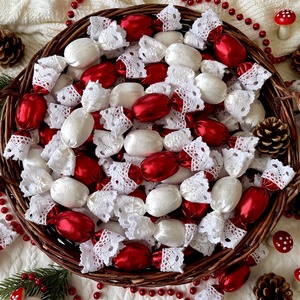 Örök Textil Szaloncukor - 10 db - Narancs Arany Lamé - Díszdobozban - Kézzel varrott karácsonyfadísz - Meska.hu