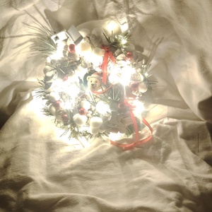 Karácsonyi jegesmedvés ajtódísz , Karácsony, Adventi díszek, Adventi ajtódísz, Virágkötés, Mindenmás, MESKA