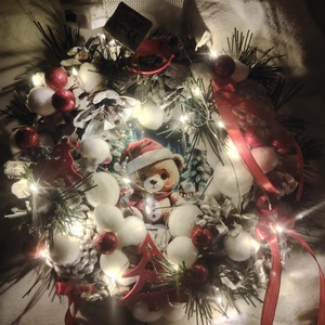 Karácsonyi macis ajtódísz , Karácsony, Adventi díszek, Adventi ajtódísz, Virágkötés, Mindenmás, MESKA