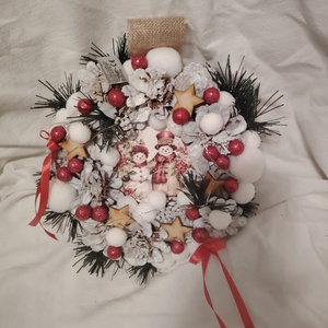 Karácsonyi hóember páros ajtódísz  - karácsony - adventi díszek - adventi ablakdekoráció - Meska.hu