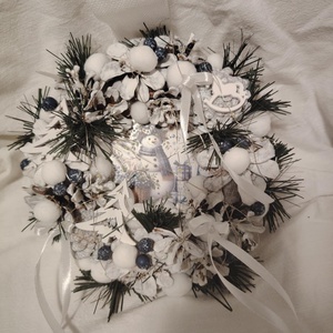 Karácsonyi hóemberes ajtódísz  - karácsony - adventi díszek - adventi ajtódísz - Meska.hu