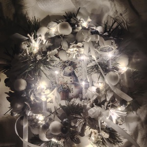 Karácsonyi hóemberes ajtódísz , Karácsony, Adventi díszek, Adventi ajtódísz, Virágkötés, Mindenmás, MESKA