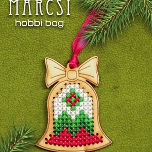 Karácsonyfa dísz, karácsony, advent, kézzel hímzett egyedi harang, Karácsony, Karácsonyi lakásdekoráció, Karácsonyfadíszek, Gravírozás, pirográfia, Hímzés, MESKA