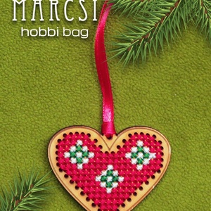 Karácsonyfa dísz, karácsony, advent, kézzel hímzett egyedi szív - Meska.hu
