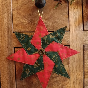 Karácsonyi textil csillag, dekoráció , Karácsony, Karácsonyi lakásdekoráció, Karácsonyfadíszek, Varrás, MESKA