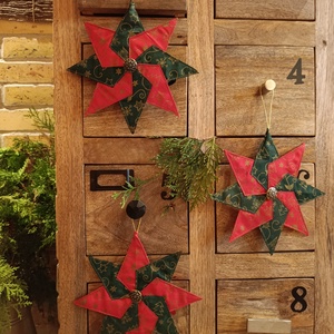 Karácsonyi textil csillag, dekoráció  - karácsony - karácsonyi lakásdekoráció - karácsonyfadíszek - Meska.hu