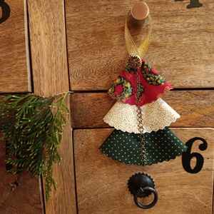 Karácsonyi textil fenyő dekoráció , Karácsony, Karácsonyi lakásdekoráció, Karácsonyfa, grincsfa, Varrás, MESKA