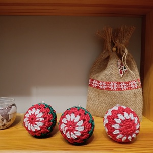 3 db horgolt karácsonyi gömb, karácsonyi dekoráció  - Meska.hu