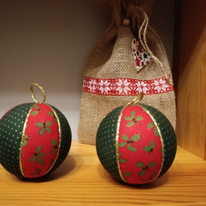 2db textil karácsonyi gömb, karácsonyi dekoráció  - Meska.hu