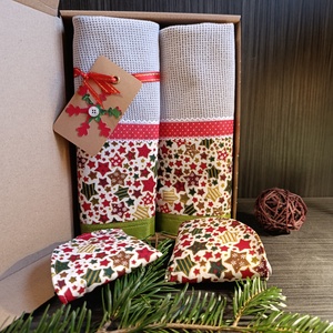 Karácsonyi textil fedő fogó és konyha ruha szett, Otthon & Életmód, Konyhafelszerelés, tálalás, Konyhai textil, Konyharuha & Törlőkendő, Varrás, MESKA