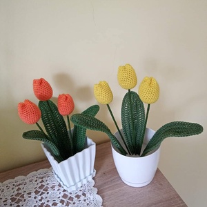 Horgolt tulipán, Otthon & Lakás, Dekoráció, Asztal és polc dekoráció, Asztaldísz, Horgolás, Meska