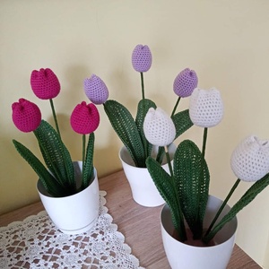 Horgolt tulipán - otthon & életmód - dekoráció - asztal és polc dekoráció - asztaldísz - Meska.hu