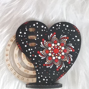 Szív alakú mini öröknaptár , Otthon & Életmód, Dekoráció, Fali és függő dekoráció, Falinaptár & Öröknaptár, Festett tárgyak, MESKA