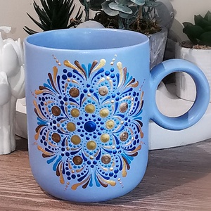 Egyedi, mandalamintás kék bögre - otthon & életmód - konyhafelszerelés, tálalás - tálalás - bögre & csésze - Meska.hu