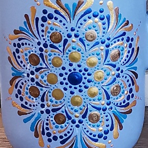 Egyedi, mandalamintás kék bögre - otthon & életmód - konyhafelszerelés, tálalás - tálalás - bögre & csésze - Meska.hu