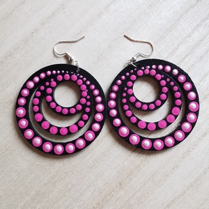 Bohém pink-rózsaszín fülbevaló  - Meska.hu