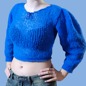 Kék felhő rövid luxus pulover  - ruha & divat - női ruha - pulóver - Meska.hu