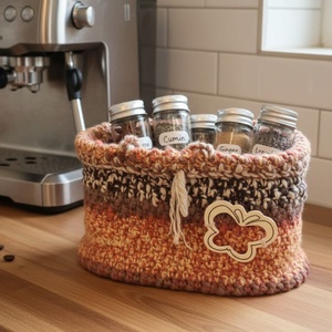 Horgolt kosár, bármitartó, Otthon & Életmód, Tárolás & Rendszerezés, Tárolókosár, Horgolás, MESKA