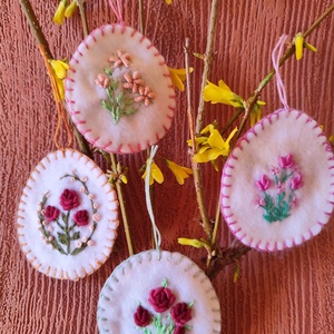 Hímzett tojás - otthon & életmód - dekoráció - fali és függő dekoráció - függődísz - Meska.hu