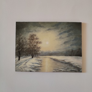 Olajfestmény: Télen a pataknál - Meska.hu