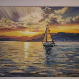 Olajfestmény: Naplementében - Meska.hu