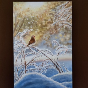 Olajfestmény: Téli ágon - Meska.hu