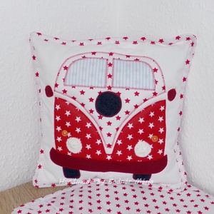 VW buszos párnahuzat (piros) -  - Meska.hu
