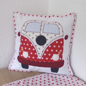VW buszos párnahuzat (piros) -  - Meska.hu