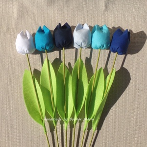 Textil tulipán, kék (Nagy, 6 db) - otthon & életmód - dekoráció - Meska.hu