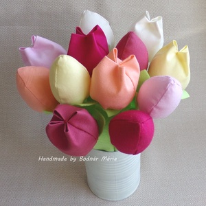 Textil tulipán csokor (vegyes csokor, 12 db, 6 szín) - otthon & lakás - dekoráció - virágdísz és tartó - csokor & virágdísz - Meska.hu