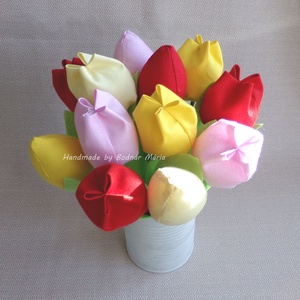 Textil tulipán csokor (vegyes csokor, 12 db, 4 szín) - otthon & lakás - dekoráció - Meska.hu