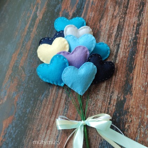 Szívecske csokor (kék) - otthon & lakás - dekoráció - virágdísz és tartó - csokor & virágdísz - Meska.hu