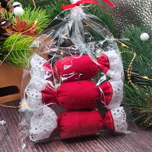 ÚJ! Textil szaloncukor csomagolva - többféle, vegyes színek 3 db/cs - karácsony - karácsonyi lakásdekoráció - karácsonyfadíszek - Meska.hu