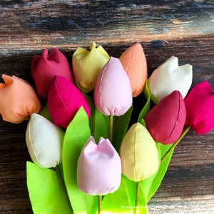 Születésnapi textil tulipán csokor 12 db/cs - otthon & életmód - dekoráció - virágdísz és tartó - csokor & virágdísz - Meska.hu