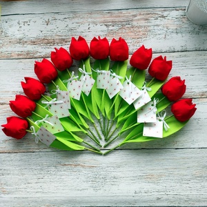 Textil tulipánok kísérőkártyával, örökcsokor 12 szál/csomag, többféle színben, Otthon & Lakás, Dekoráció, Virágdísz és tartó, Csokor & Virágdísz, Varrás, MESKA