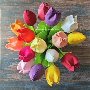 Textil tulipánok csokor, örökcsokor 16 sz/cs, Otthon & Életmód, Dekoráció, Virágdísz és tartó, Csokor & Virágdísz, Varrás, MESKA