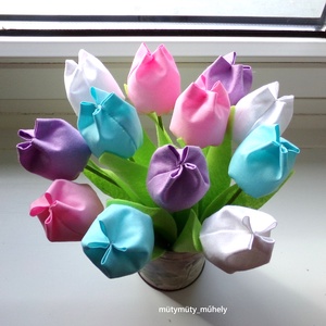 Textil tulipán csokor, örökcsokor, 12 db/cs, többféle szín - otthon & lakás - dekoráció - virágdísz és tartó - csokor & virágdísz - Meska.hu