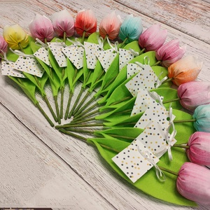 Nőnapi festett textil tulipán kísérő kártyával 14 db/cs örökcsokor, vegyes szín, Otthon & Életmód, Dekoráció, Virágdísz és tartó, Csokor & Virágdísz, Varrás, MESKA
