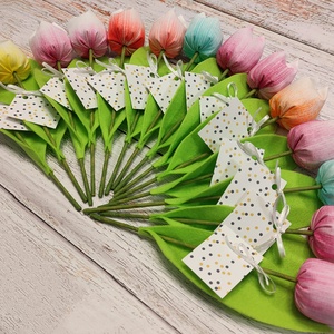 Esküvői köszönő ajándék, kézzel festett textil tulipán kísérő kártyával több színben - esküvő - emlék & ajándék - köszönőajándék - Meska.hu