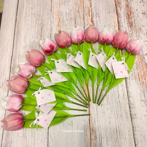 Esküvői köszönő ajándék, kézzel festett textil tulipán kísérő kártyával több színben - esküvő - emlék & ajándék - köszönőajándék - Meska.hu